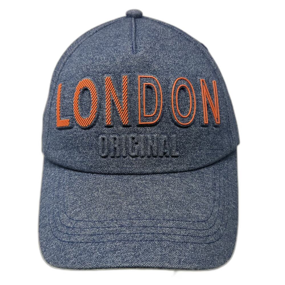 Robin Ruth 5 Panel Blue Hat One Size London Original Strapback Raised Text
